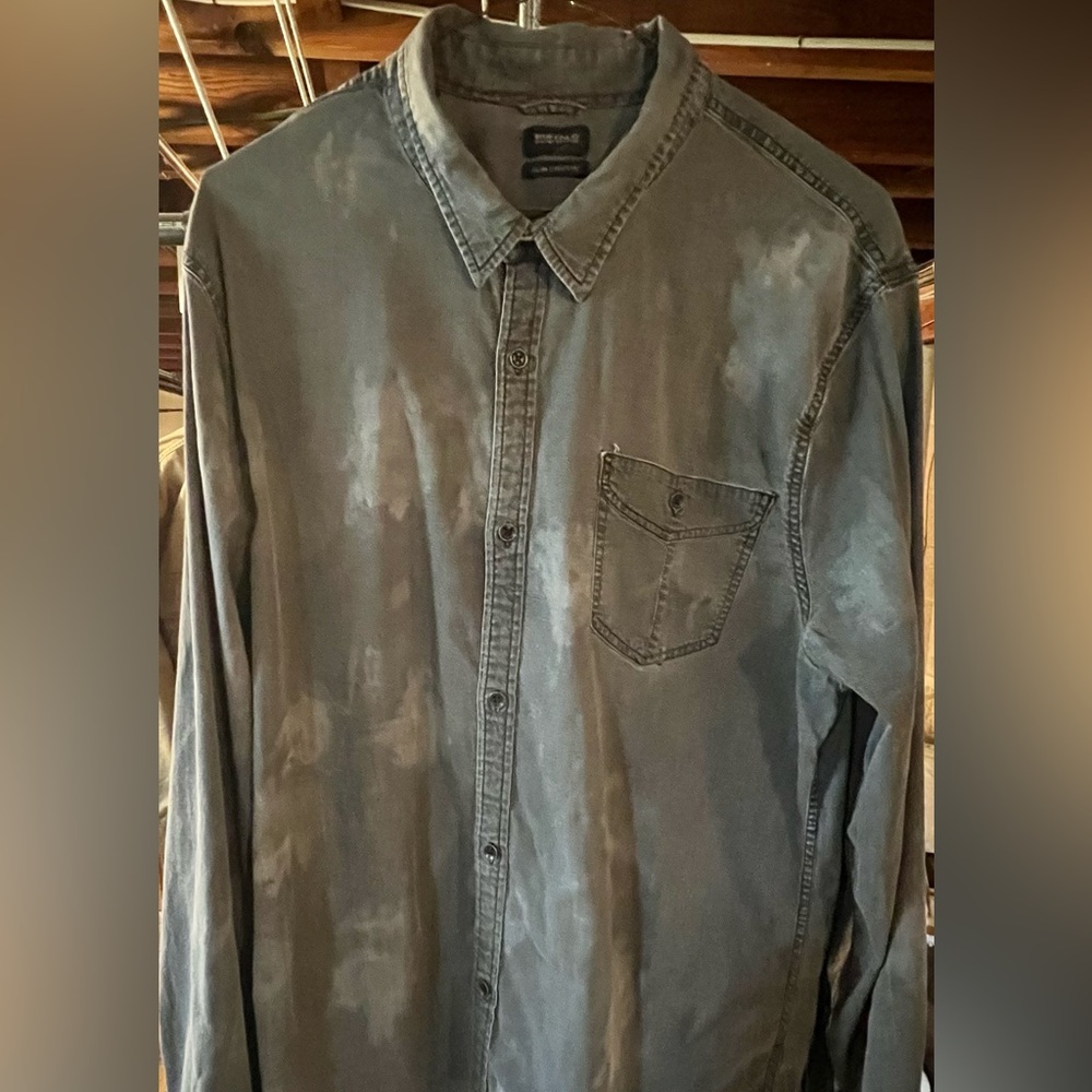 Buffalo David Bitton men’s gray long sleeve shirt Size XL slim stretch